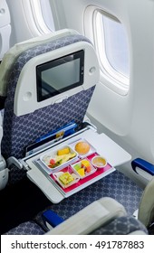 Tray Of Food On The Airplane