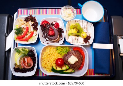 Tray Of Food On The Plane