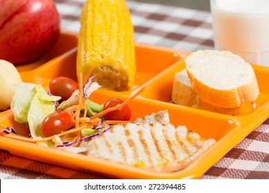 Tray Of Food In A School Canteen