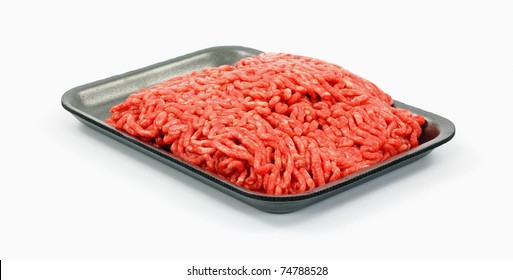 A tray of fresh lean ground beef.