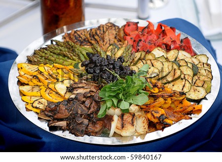 Tray of grilled vegetables