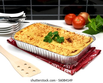 A Tray Of Lasagna Ready For Plating