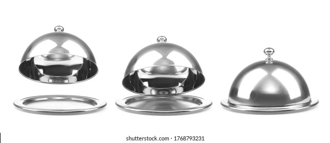 Trays with cloches on white background - Powered by Shutterstock