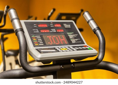 treadmill at the gym close up on the handles and control panel - Powered by Shutterstock