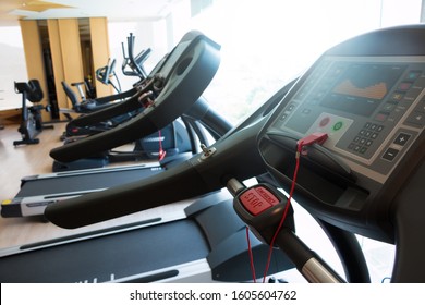 Treadmill  And Others Equipment In Small Room Gym, In Apartment.