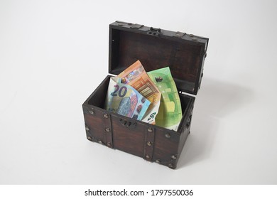 Treashure Chest Full Of Money - Euros In A Box  