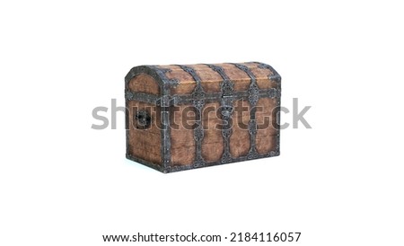 Treasure chest, old wooden treasure chest isolated on white background
