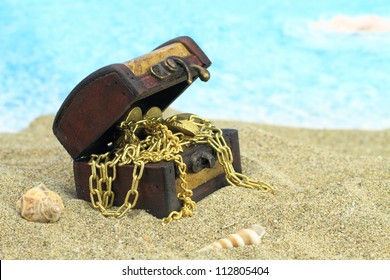 Treasure Chest On A Beach