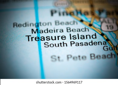 Treasure Island. Florida. USA On A Map