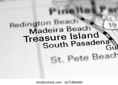 Treasure Island. Florida. USA On A Map