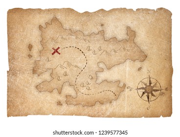 Treasure Map Of Pirates Isolated With Clipping Path Included