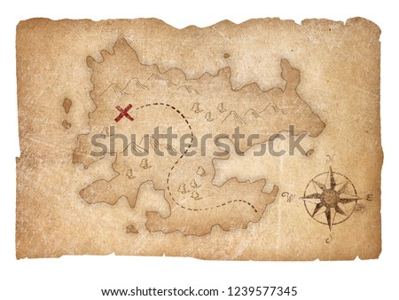 treasure map of pirates isolated with clipping path included