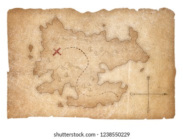 Treasure Pirates Map Isolated With Clipping Path Included