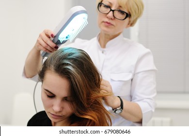 Treatment Of Scalp And Hair Structure Study. Phototherapy, Light Therapy, Ultraviolet, Psoriasis, Cold Sores