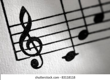 Treble Clef And Music Sheet, Diagonal Image Formation.