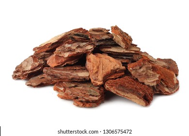 Tree bark pieces isolated on white background