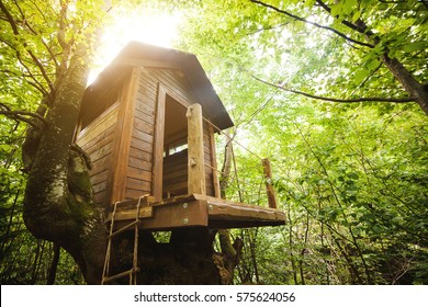 Tree house for kids in the garden. - Shutterstock ID 575624056
