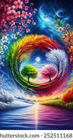 Tree That Conceptually Incorporates Spring Summer AI-generated image ...