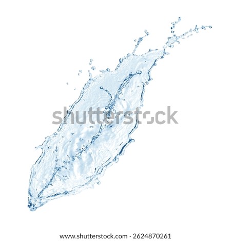 Tree leaf made of water flow isolated on white