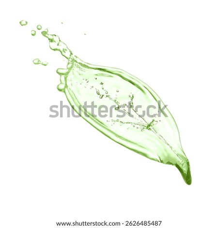 Tree leaf made of water flow isolated on white