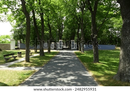 Tree line to cemetry gate