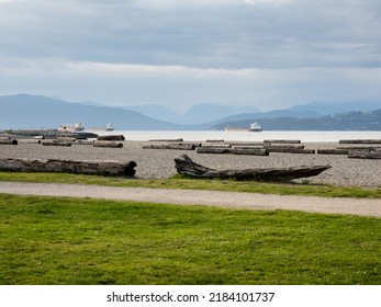 Tree Logs On Jericho Beach In Vancouver BC, Canada