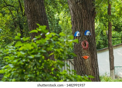 Tree. Tree with a painted face.