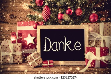 Tree, Retro Gifts, Calligraphy Danke Means Thank You - Powered by Shutterstock