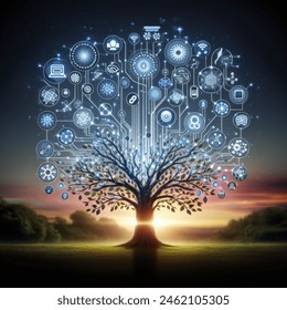 Data Science Tree Icons On Dark AI-generated image 2460197481 ...