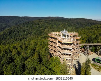 Tree top observation tower in resort town Krynica-Zdroj in summer - Shutterstock ID 1832115640