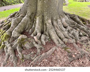 Tree trunks exposed on the surface