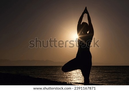 Similar – Image, Stock Photo Women doing pilates on the beach