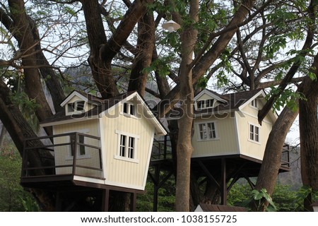 Treehouse for kids in the garden.