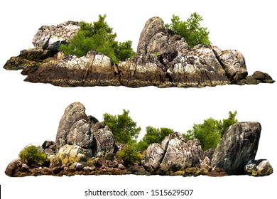 The trees. Mountain on the island and rocks.Isolated on White background - Shutterstock ID 1515629507