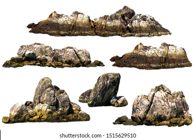 The trees. Mountain on the island and rocks.Isolated on White background - Shutterstock ID 1515629510