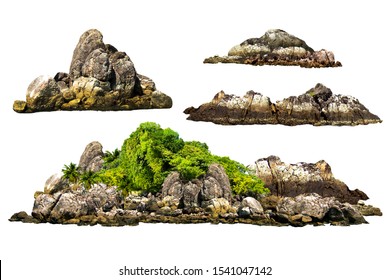 The trees. Mountain on the island and rocks.Isolated on White background - Shutterstock ID 1541047142