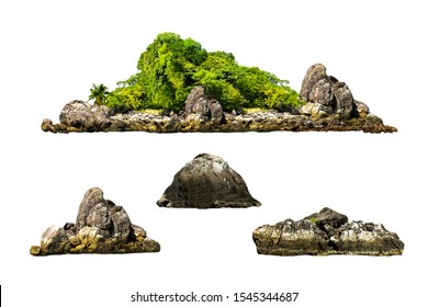The trees. Mountain on the island and rocks.Isolated on White background.Used in the design of advertising media, architecture - Shutterstock ID 1545344687