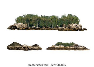 The trees. Mountain on the island and rocks.Isolated on White background - Powered by Shutterstock