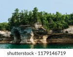 Trees on  the cliffs. Pictured Rocks National Lakeshore, Michigan, USA.