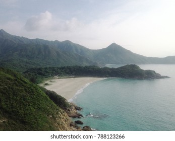 Trees On A Hillside With Ham Tin Beach View At Sai Kung East Country Park. A Hillside View From Maclehose Trail Sec. 2 Point. Hong Kong.