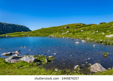 The Trefoil Lake, One Of The Seven Rila Lakes In Bulgaria