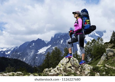 Trek Around Mont Blanc Girl Walking Stock Photo 1126227680 | Shutterstock