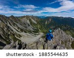 trekker in mount yari in nagano  japan