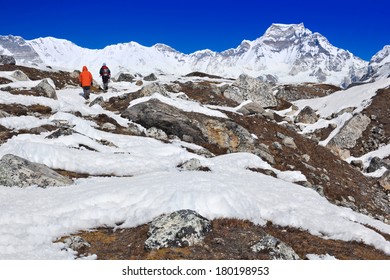 Trekkers In Gokyo Valley, Solukhumbu District, Sagarmatha Zone, Nepal