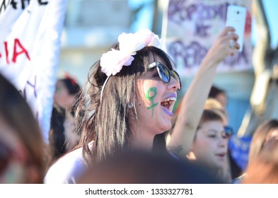 
Trelew, Chubut Argentina. March 8 2019. International Women's Day. Women´s Strike. Me Too. Women´s March. 