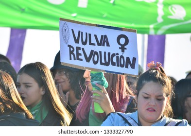 
Trelew, Chubut Argentina. March 8 2019. International Women's Day. Women´s Strike. Me Too. Women´s March. 