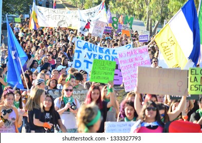 
Trelew, Chubut Argentina. March 8 2019. International Women's Day. Women´s Strike. Me Too. Women´s March. 