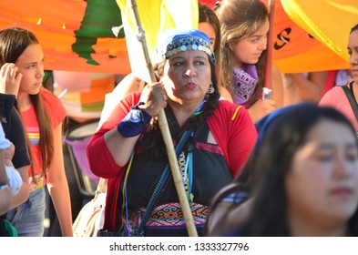 
Trelew, Chubut Argentina. March 8 2019. International Women's Day. Women´s Strike. Me Too. Women´s March. 