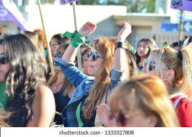 
Trelew, Chubut Argentina. March 8 2019. International Women's Day. Women´s Strike. Me Too. Women´s March. 