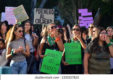 
Trelew, Chubut Argentina. March 8 2019. International Women's Day. Women´s Strike. Me Too. Women´s March. 